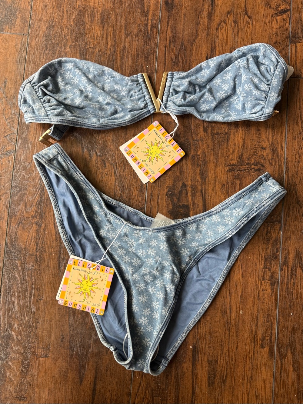 Kulani kini denim daisy set NWT